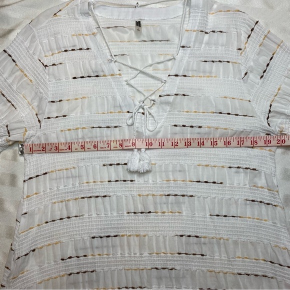 WAVE ZONE Beach Pool CoverUp White Lace-Up Tunic Top Sz L - Picture 6 of 12